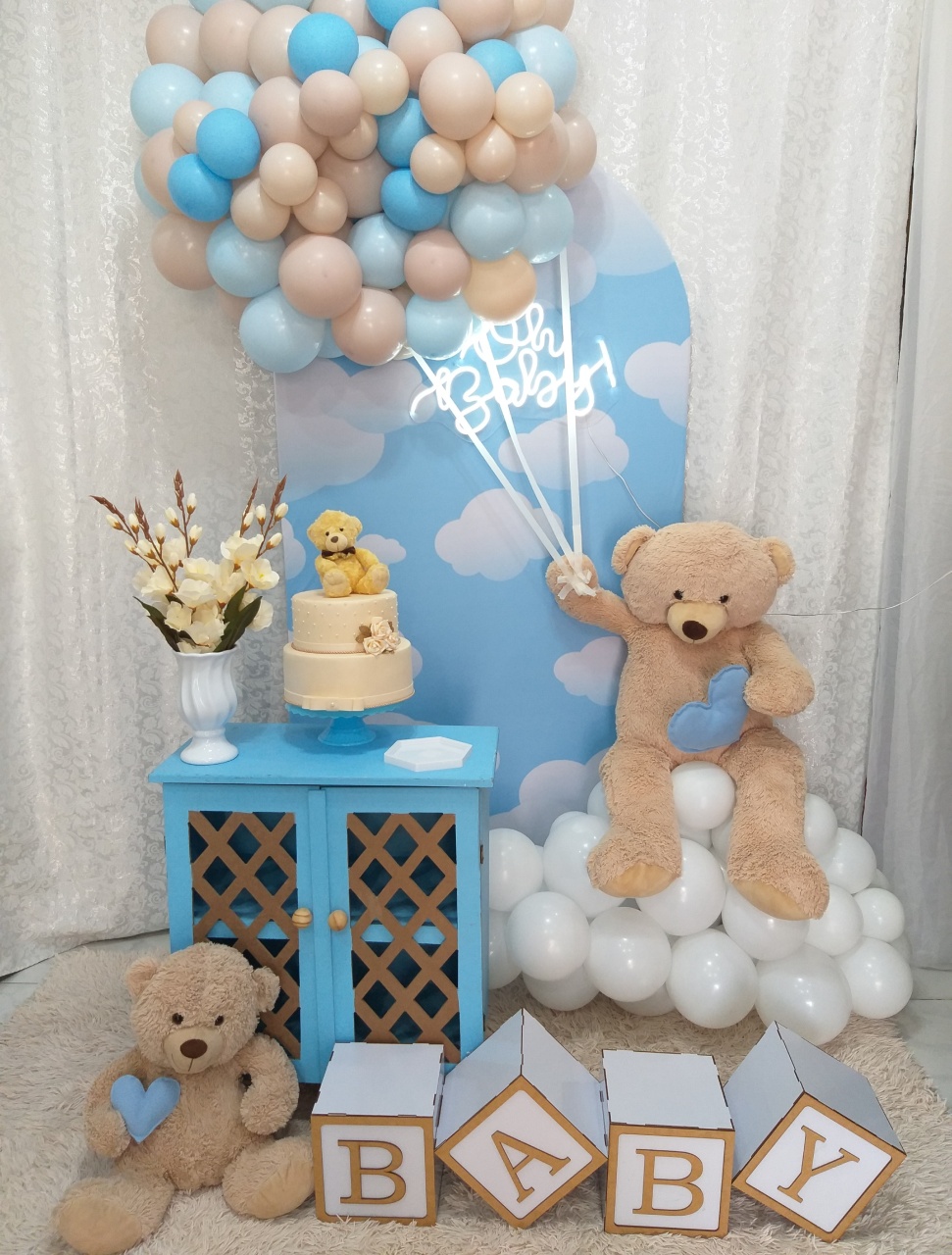 Chá Baby Azul Branco E Bege  2 - jessica jardin dos Reis