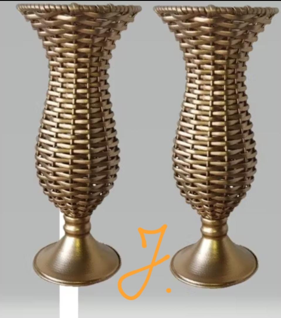 Kit 2 Vaso de Vime Dourado 30Cm/( 2Un. Jj. 2Un T,J) - jessica jardin dos Reis