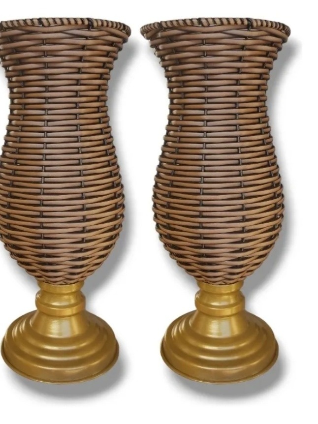 2 Vasos de Junco Avelã Envelhecido  40Cm /T. - jessica jardin dos Reis