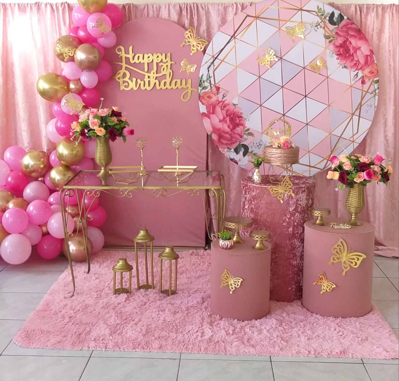 Kit Rosê Gold Com Três Painéis  - jessica jardin dos Reis