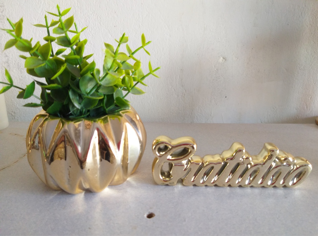 Mini Vaso Dourado+Gratidão  - jessica jardin dos Reis