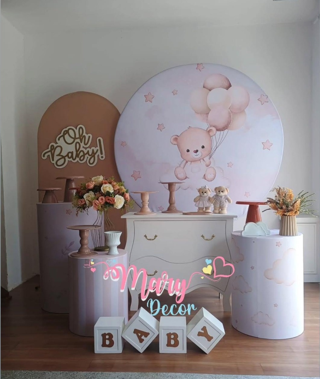 Ursinho Nude  Chá de Bebê Meu Chá Elegante  - Mary Decor Festas & Locações