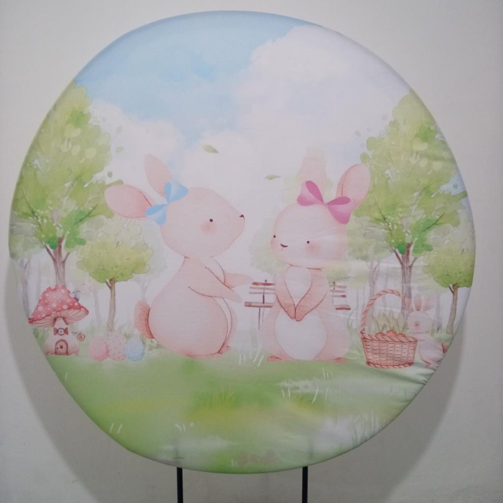 Painel Redondo Coelhinhos Pascoa - Mary Decor Festas & Locações