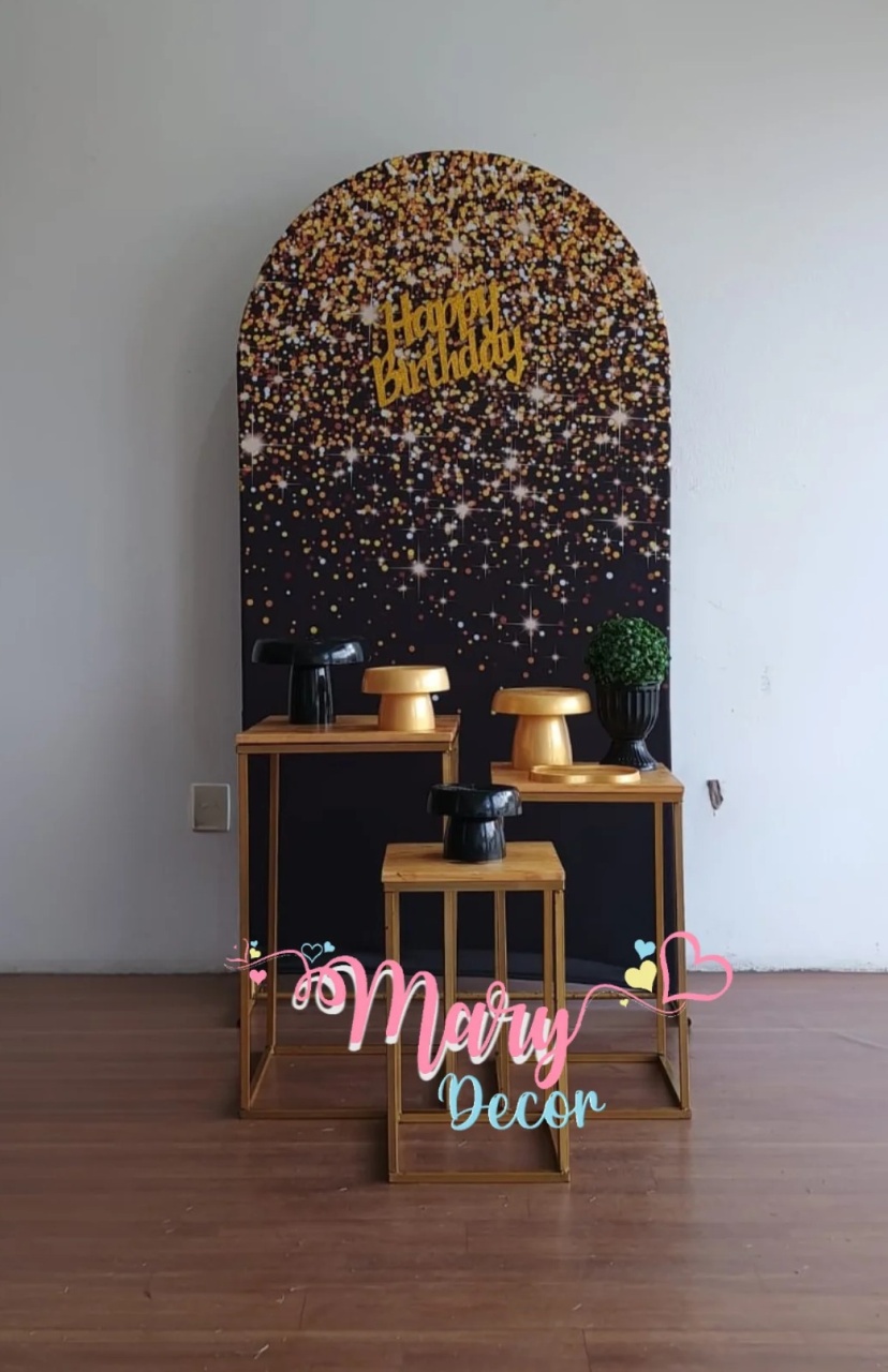 Preto Com Dourado  Kit Meu Dia Especial   - Mary Decor Festas & Locações
