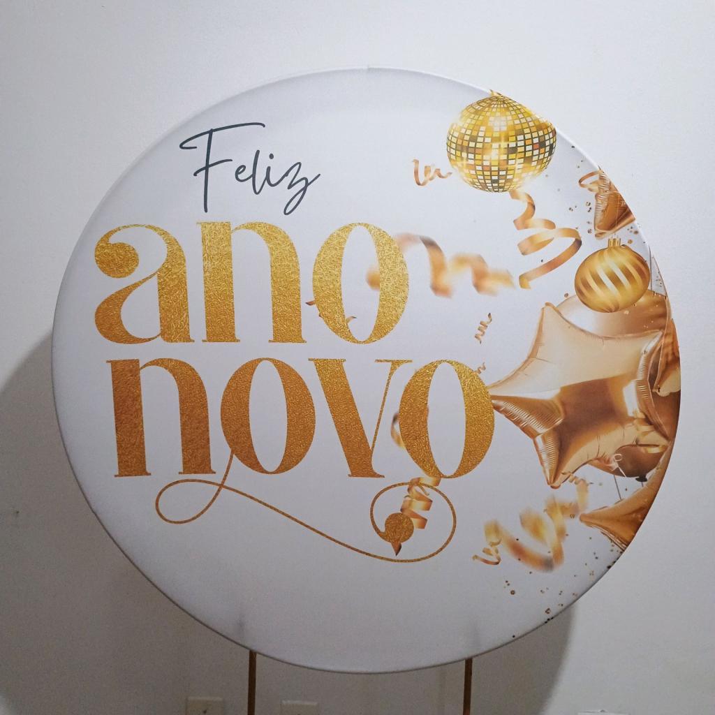 Capa Para Painel Redondo 1,00X1,00 Ano Novo 1 - Mary Decor Festas & Locações