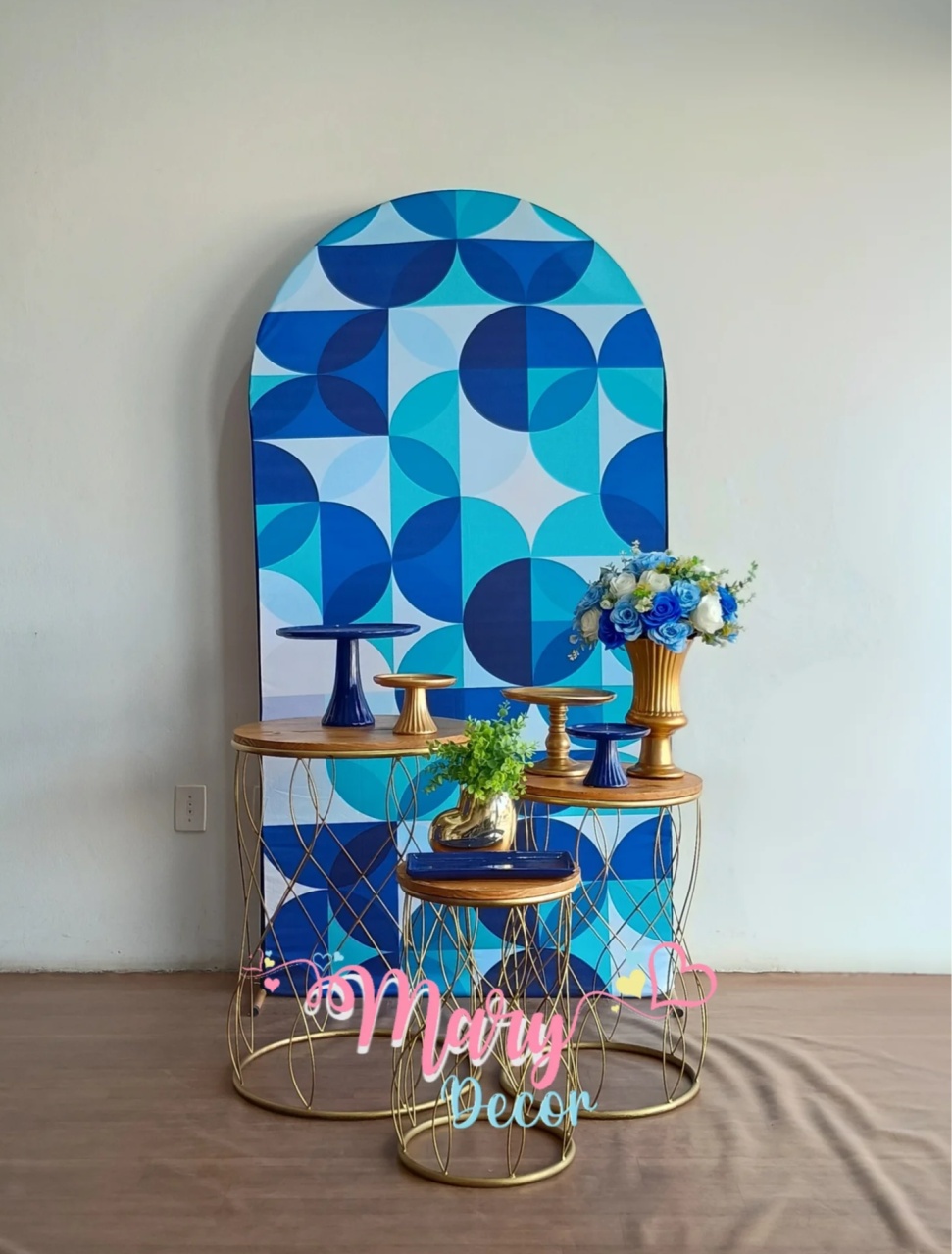 Geométrico Azul Kit Celebre 01 - Mary Decor Festas & Locações