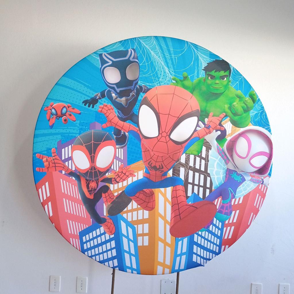 Capa Veste Fácil Painel Redondo Homem Aranha Amigos Esperaculares - Mary Decor Festas & Locações