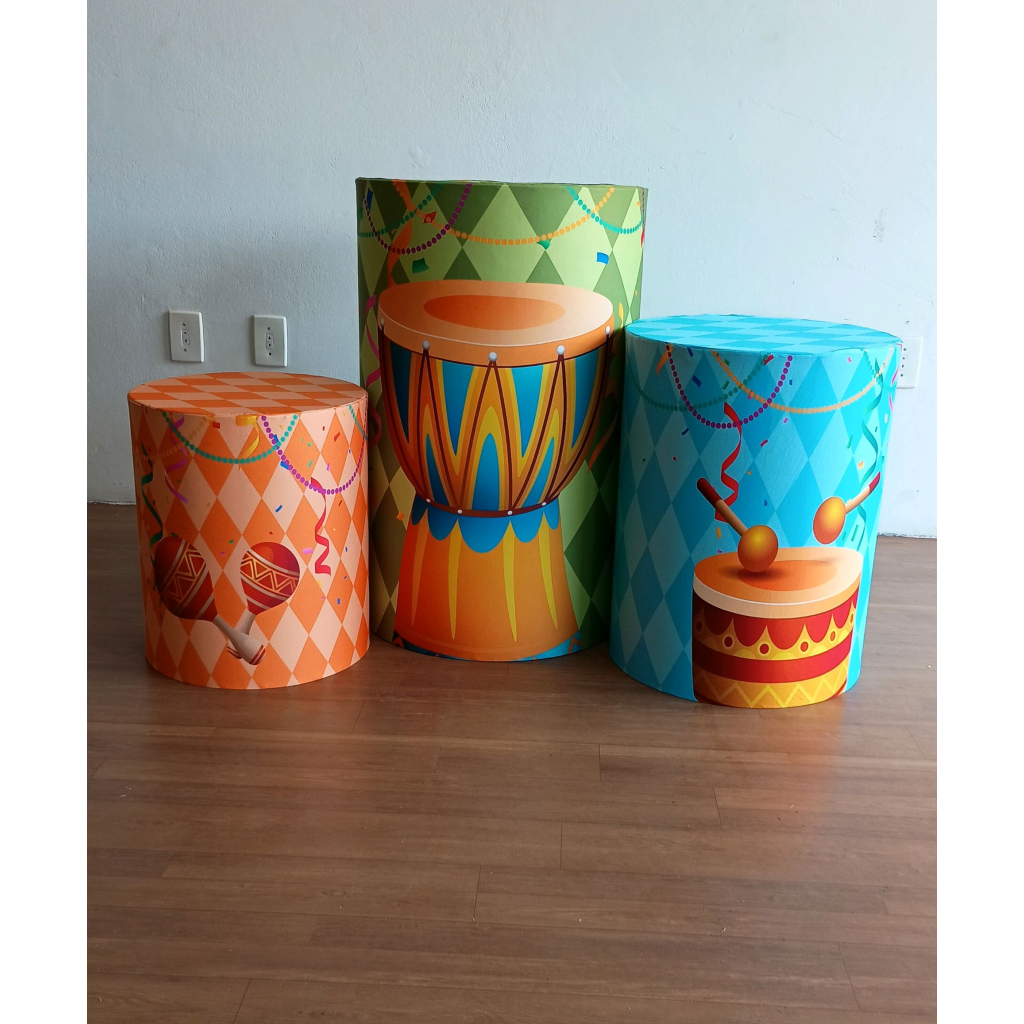 Trio Capas Cilindro Carnaval Infantil - Mary Decor Festas & Locações
