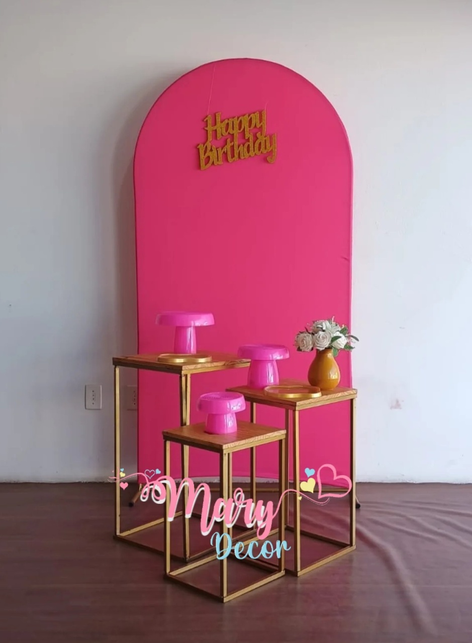 Kit Meu Dia Pink E Dourado    - Mary Decor Festas & Locações