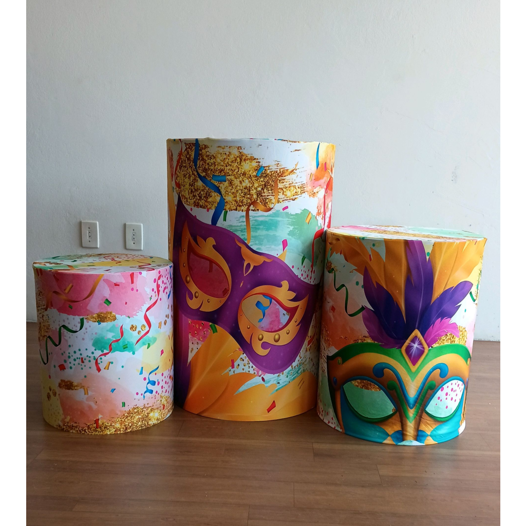Trio Capas Cilindros Carnaval Feminino. - Mary Decor Festas & Locações