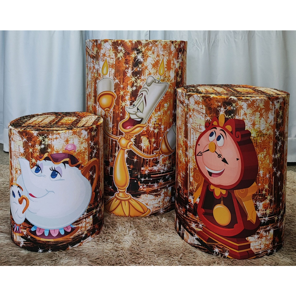 Trio de Capas Cilindros Bela - Mary Decor Festas & Locações