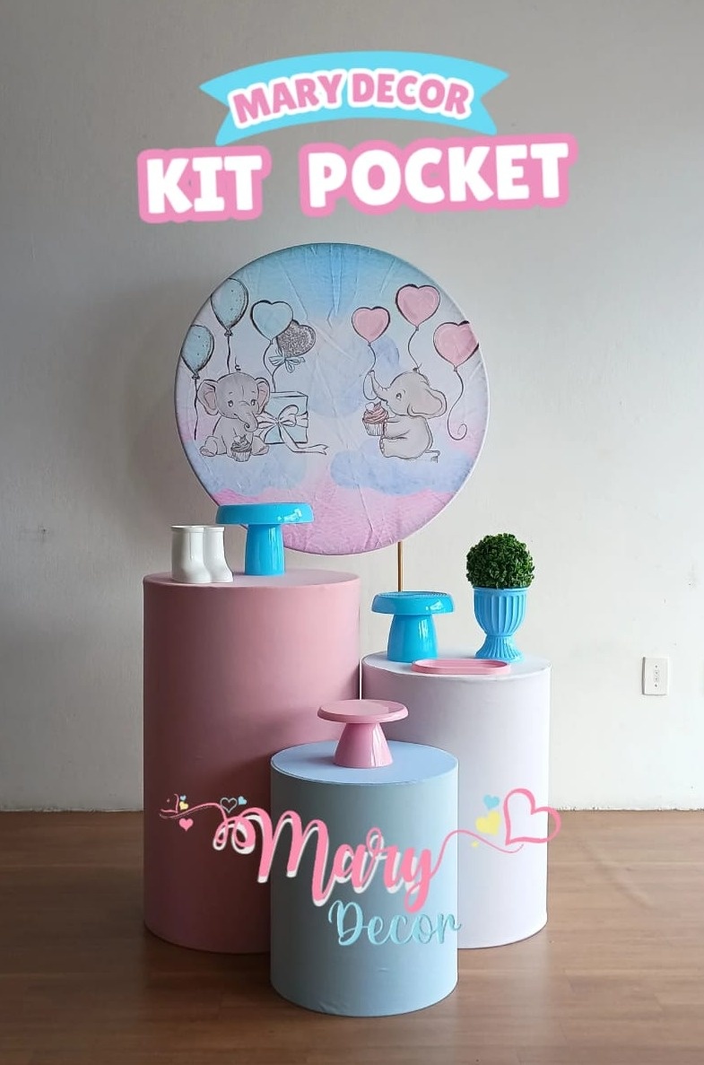 Kit Pocket  Chá Revelação Elefantinho - Mary Decor Festas & Locações
