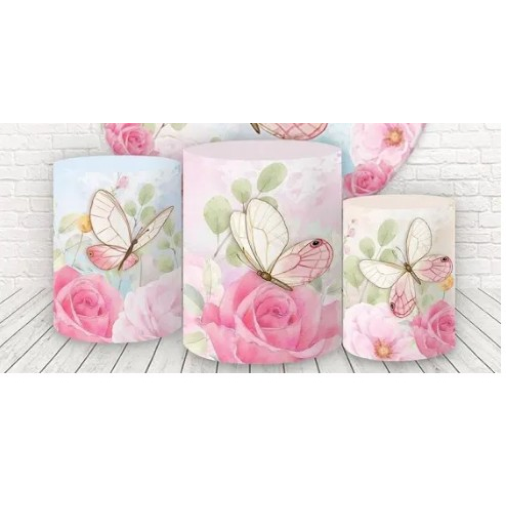 Capa de Cilindro Borboletas - Mary Decor Festas & Locações