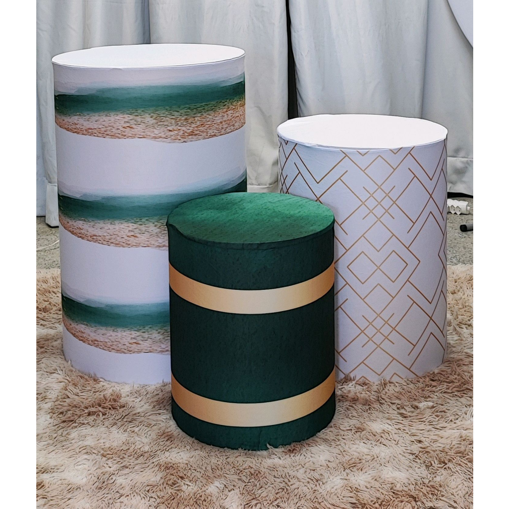 Trio de Capas Cilindros Geométrico - Mary Decor Festas & Locações