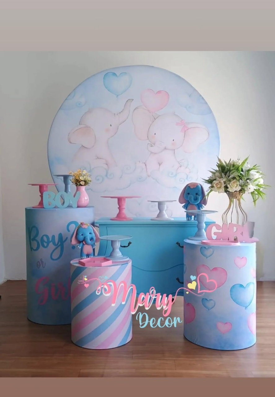 Elefantinho Chá Revelação   Kit Meu Chá  - Mary Decor Festas & Locações