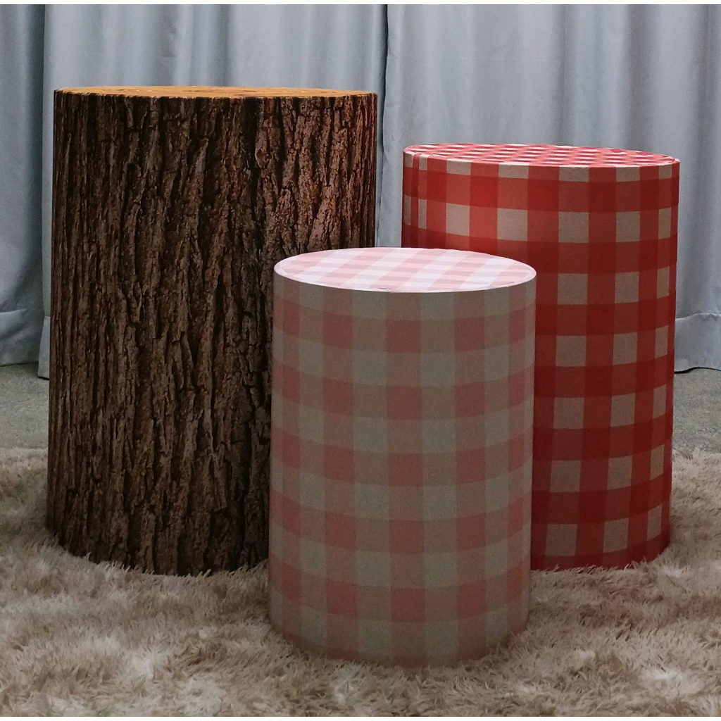 Trio de Capas Cilindro Xadrez - Mary Decor Festas & Locações