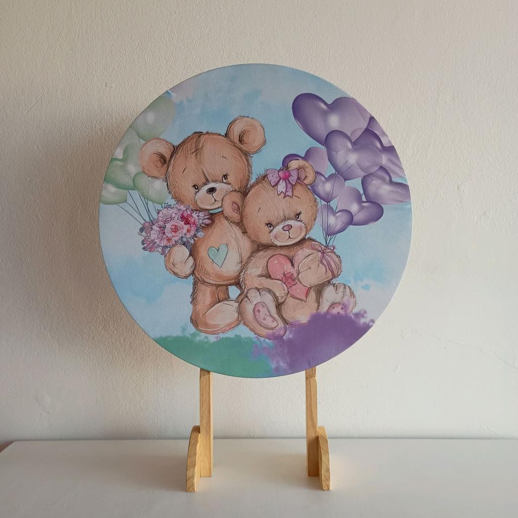 Capa Mini Painel Chá Revelação Urso Lilas E Verde - Mary Decor Festas & Locações
