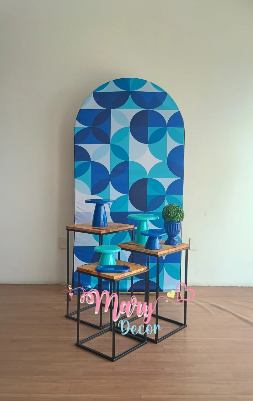 Azul Formas Geométricas Kit Meu Dia Especial   - Mary Decor Festas & Locações