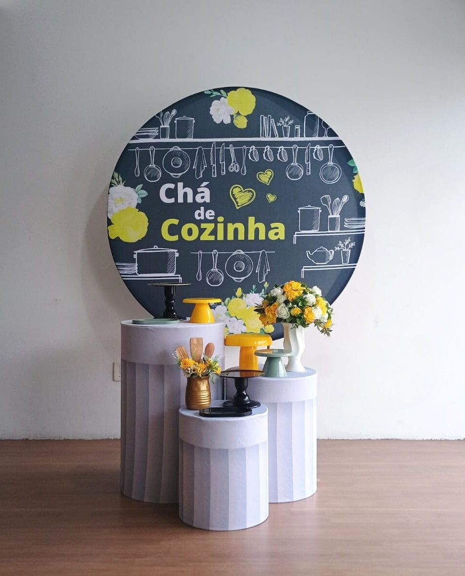 Cha de Cozinha Amarelo E Preto Kit Só Um Bolinho Adulto  - Mary Decor Festas & Locações