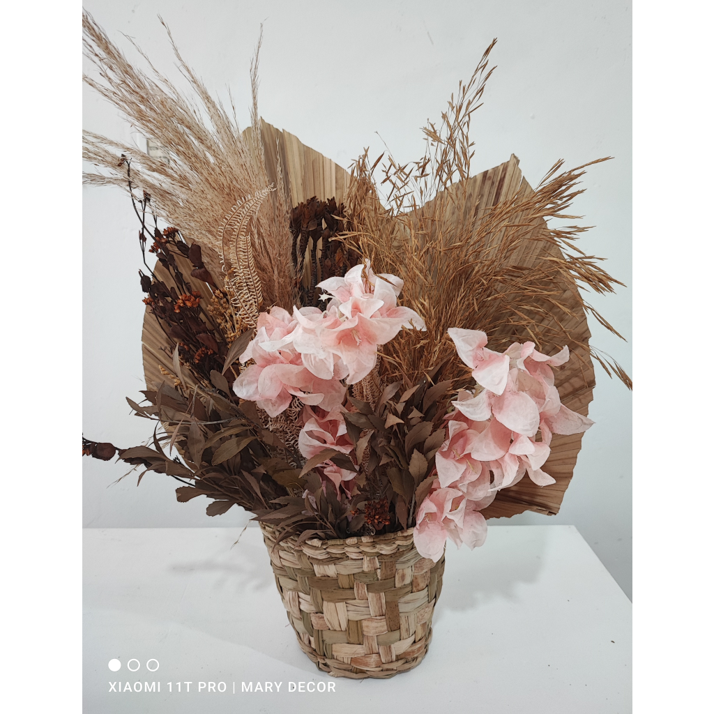 Arranjo Boho No Cestinho - Mary Decor Festas & Locações