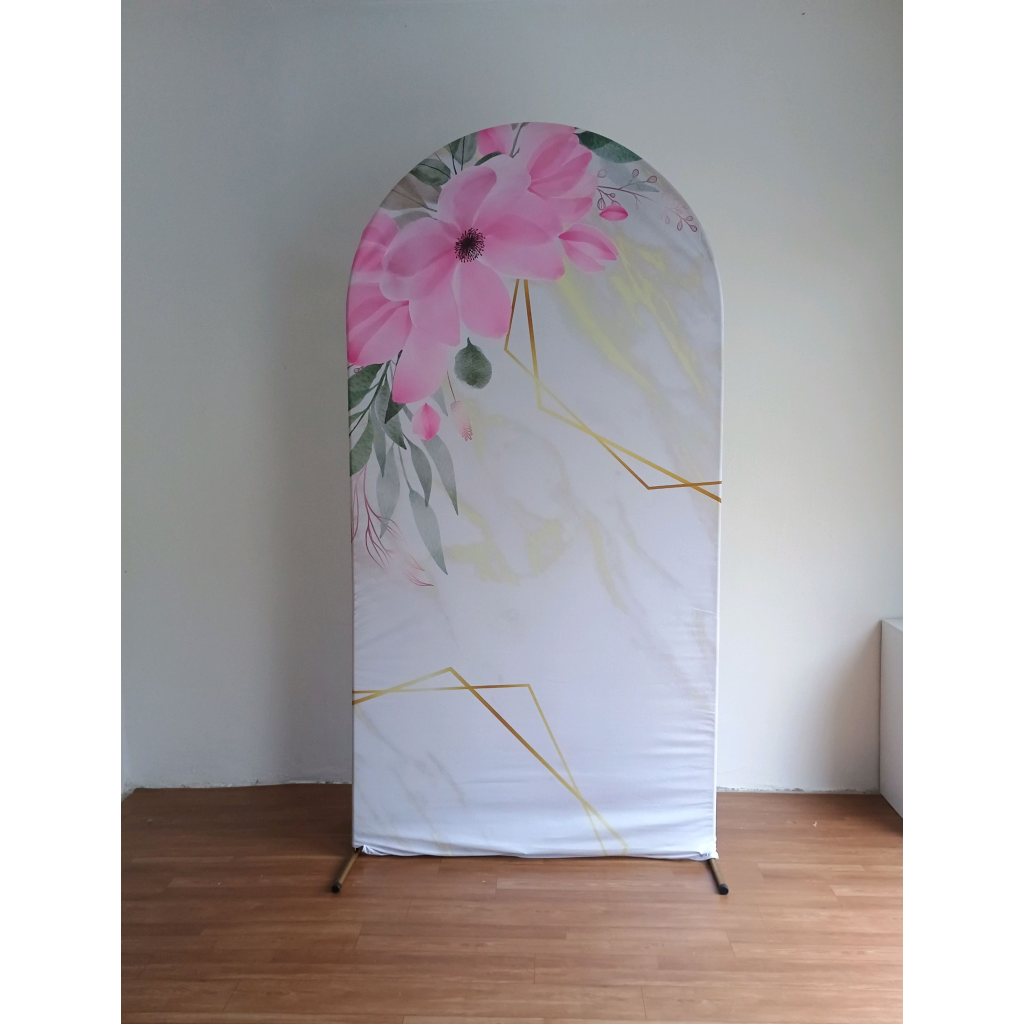 Capa Veste Fácil Painel Floral Rosa E Dourado - Mary Decor Festas & Locações