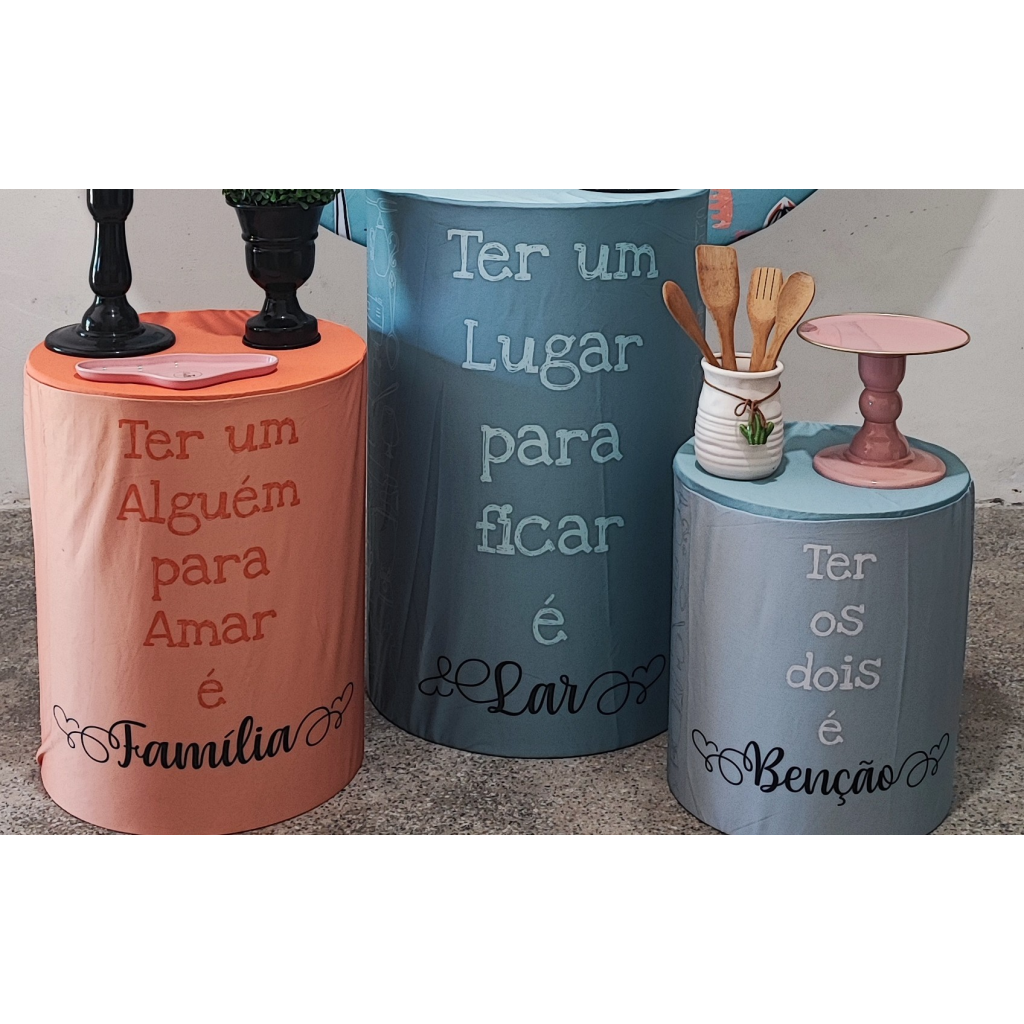 Trio de Capas de Cilindro Cha de Casa Nova 1 - Mary Decor Festas & Locações
