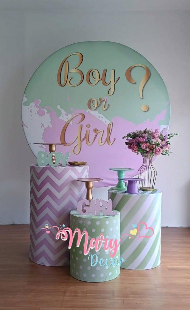 Chá Revelação Lilas E Verde  Kit Só Um Bolinho  - Mary Decor Festas & Locações