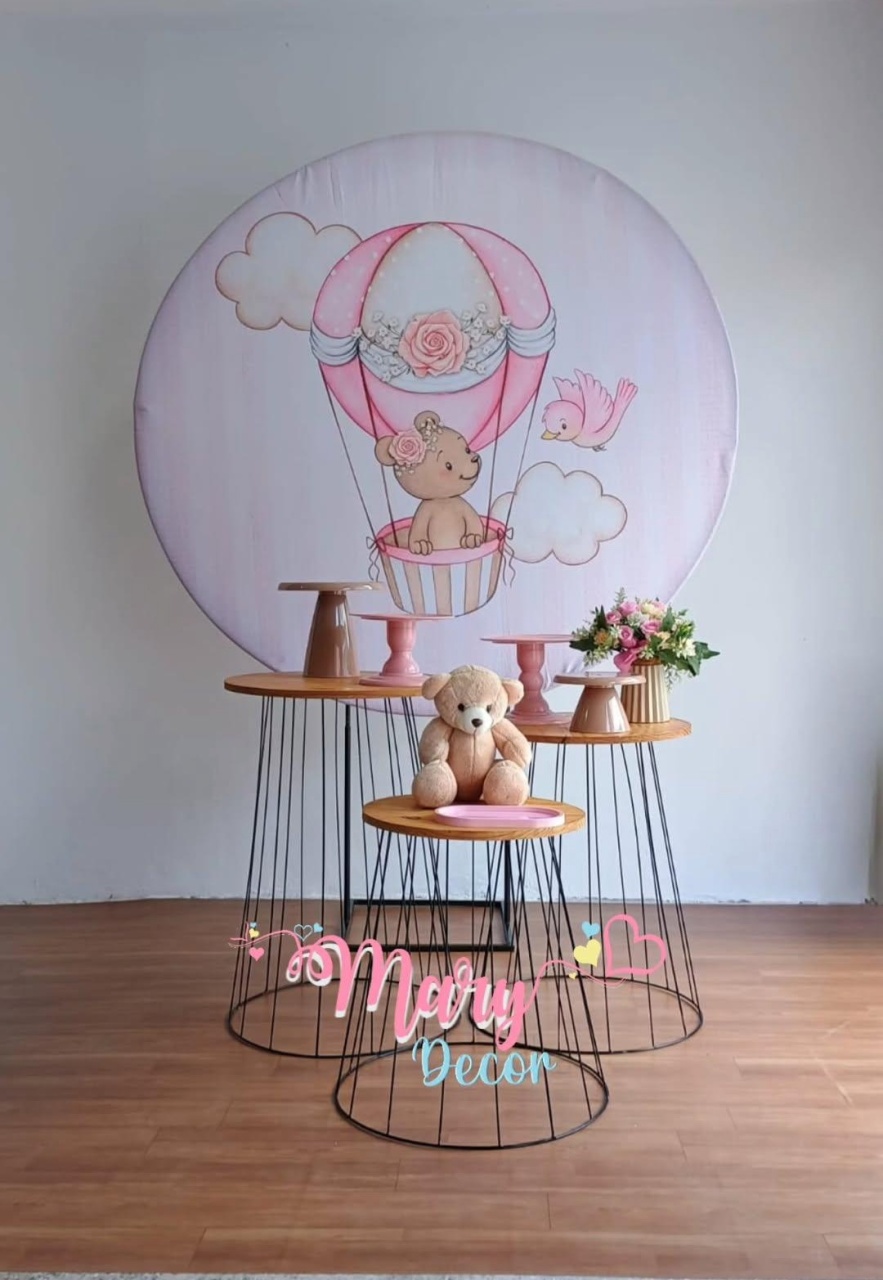  Ursa Baloeira Rosa Kit Cha de Bebe Só Uma Coisinha Simples  - Mary Decor Festas & Locações