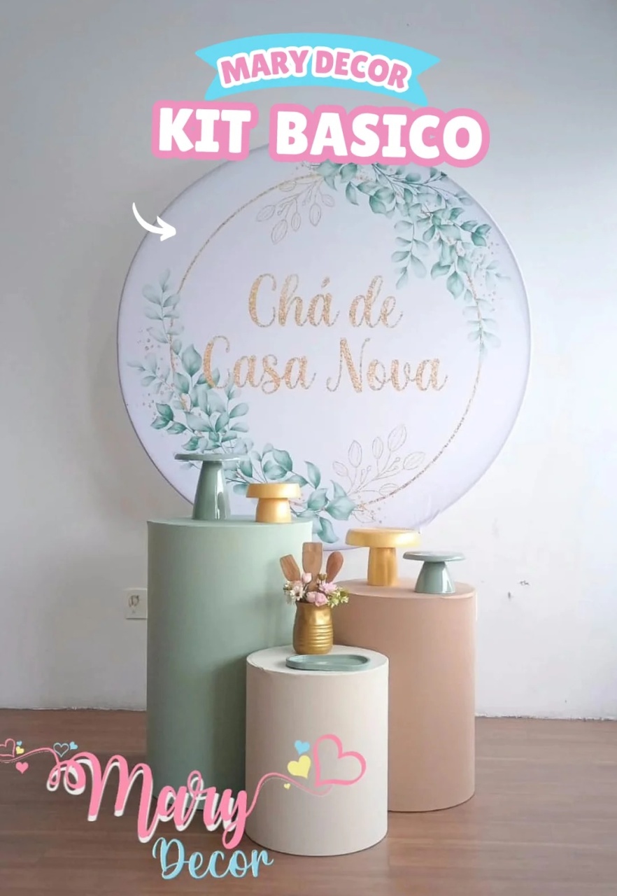   Chá de Casa Nova Verde Dourado Kit Basico - Mary Decor Festas & Locações