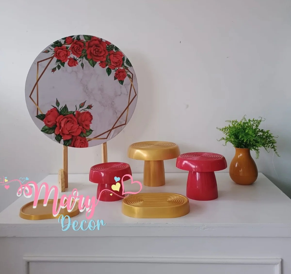 Mini Kit  Floral Vermelho  - Mary Decor Festas & Locações