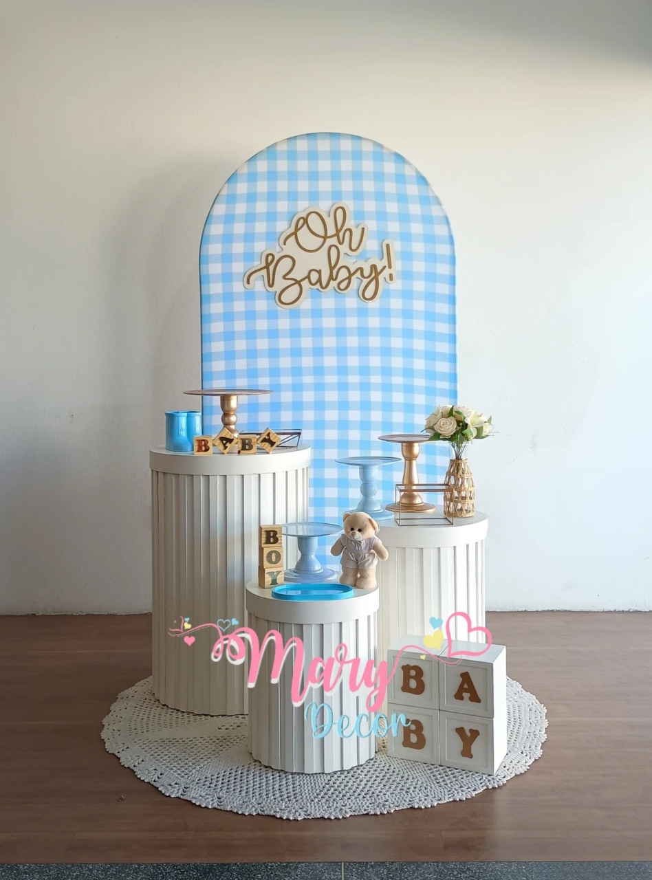 Kit Chá de Bebê Menino Celebre Baby Luxo   - Mary Decor Festas & Locações