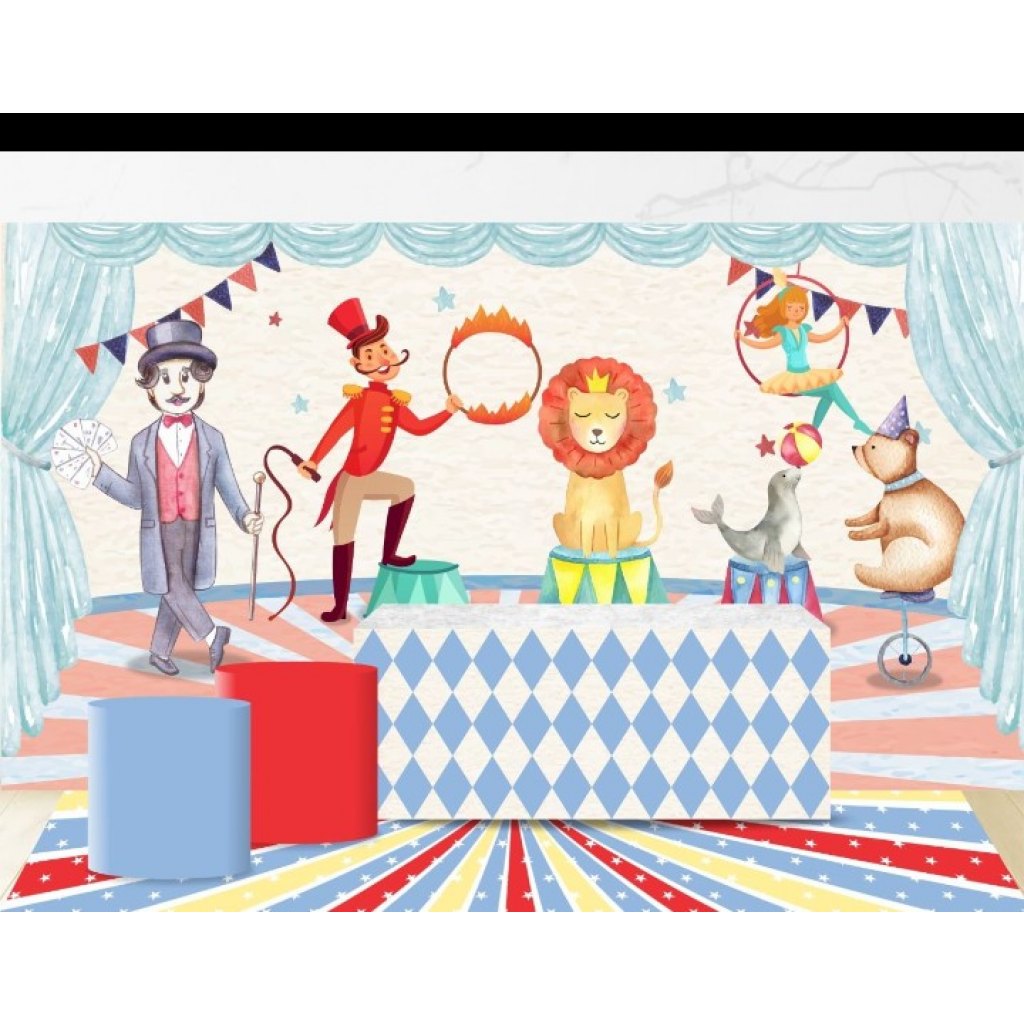 Painel Circo   Vintage Grande - Mary Decor Festas & Locações