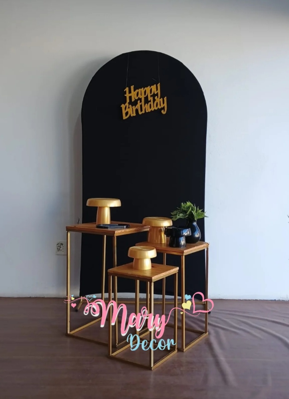 Kit Meu Dia Preto  E Dourado   - Mary Decor Festas & Locações
