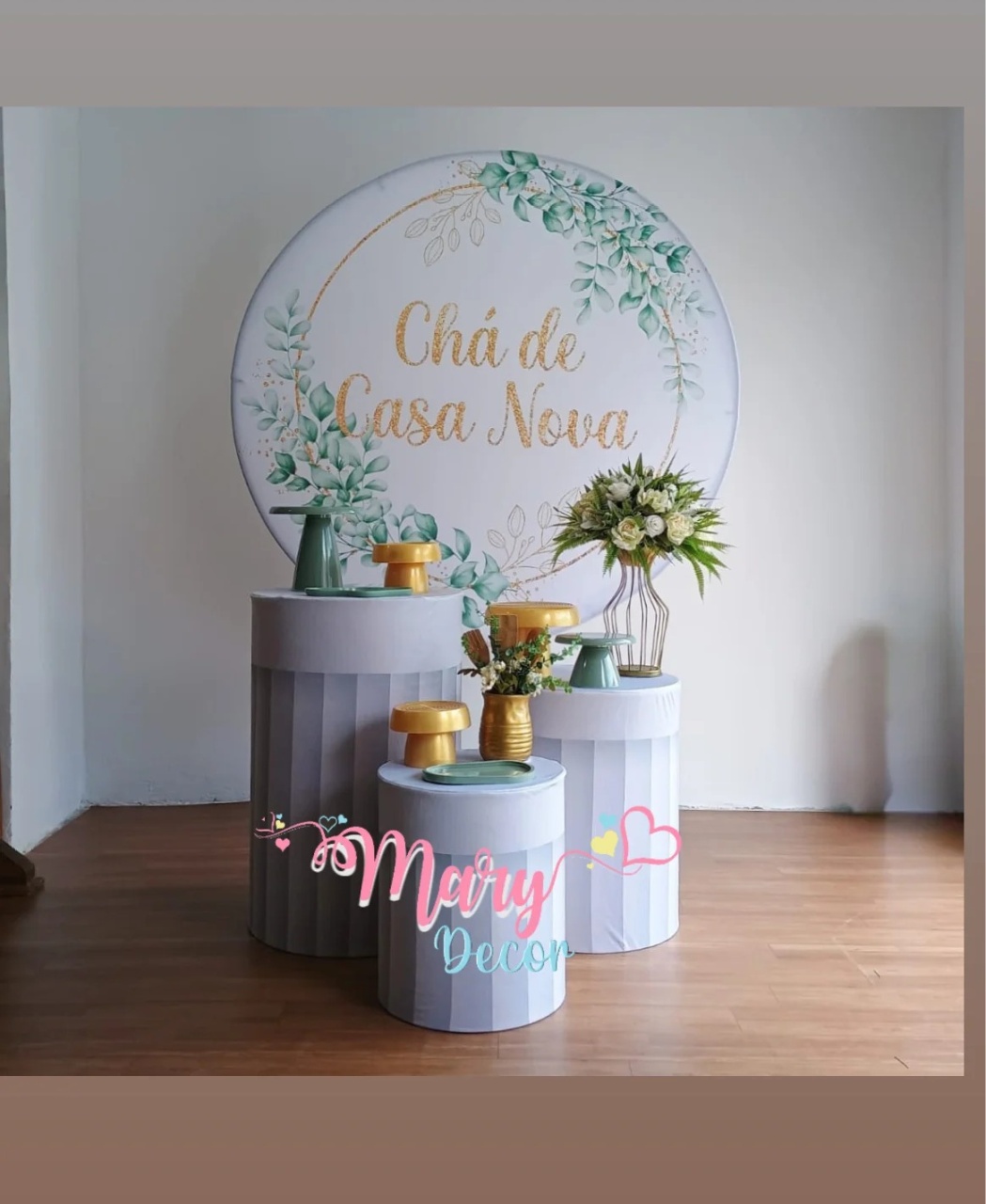   Chá de Casa Nova Verde Dourado Kit Só Um Bolinho Adulto  - Mary Decor Festas & Locações