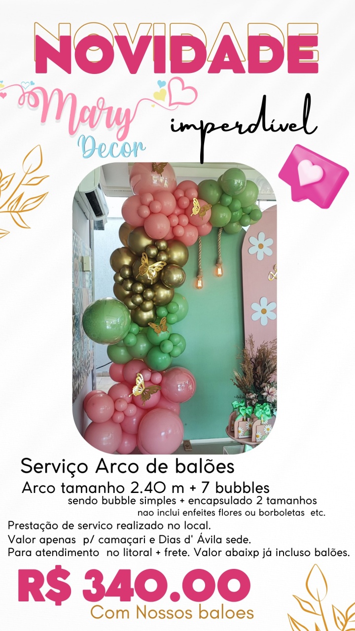 Arco de Balao - Mary Decor Festas & Locações