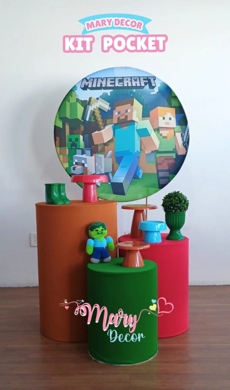 Kit Pocket Tema Mine Craft  - Mary Decor Festas & Locações