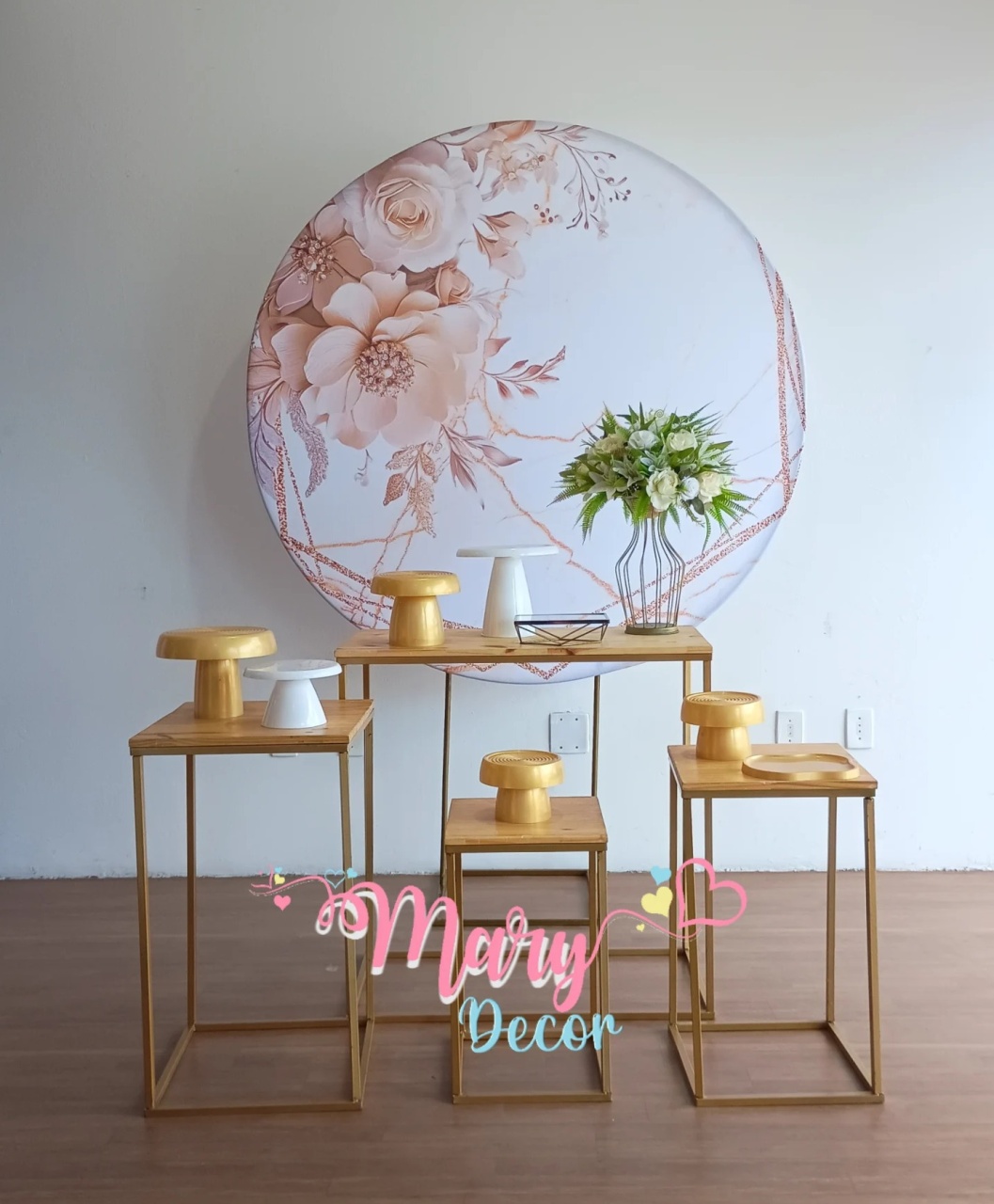  Floral Dourado E Branco Kit Festa Em Casa  - Mary Decor Festas & Locações