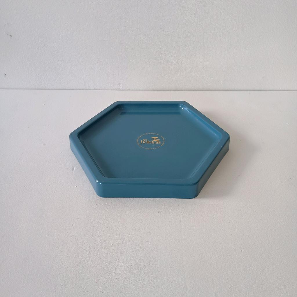 Bandeja Sextavada Azul Gris M Abs - Mary Decor Festas & Locações