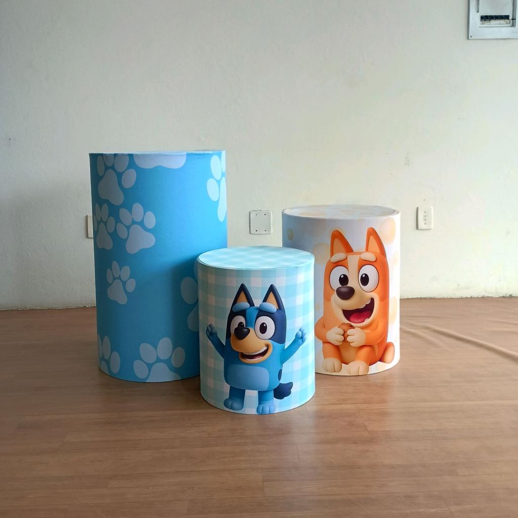 Trio de Capas Cilindros Bluey - Mary Decor Festas & Locações