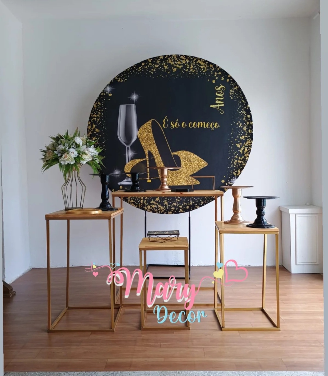  È Só  O Comeco Dourado Kit Festa Em Casa Adulto  - Mary Decor Festas & Locações