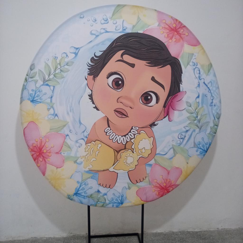 Painel Redondo Moana Baby Aqualera - Mary Decor Festas & Locações