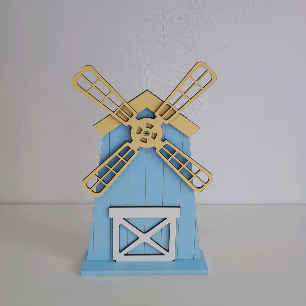 Moinho de Vento Azul Em Mdf Fazedinha - Mary Decor Festas & Locações
