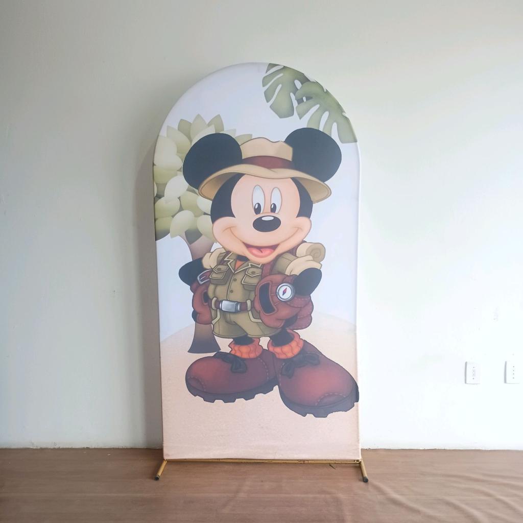 Capa Veste Fácil Painel Romano Mickey Safari - Mary Decor Festas & Locações