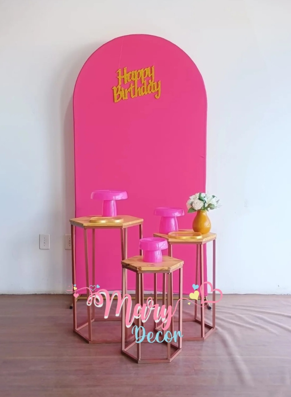 Kit Meu Dia Pink E Dourado   - Mary Decor Festas & Locações