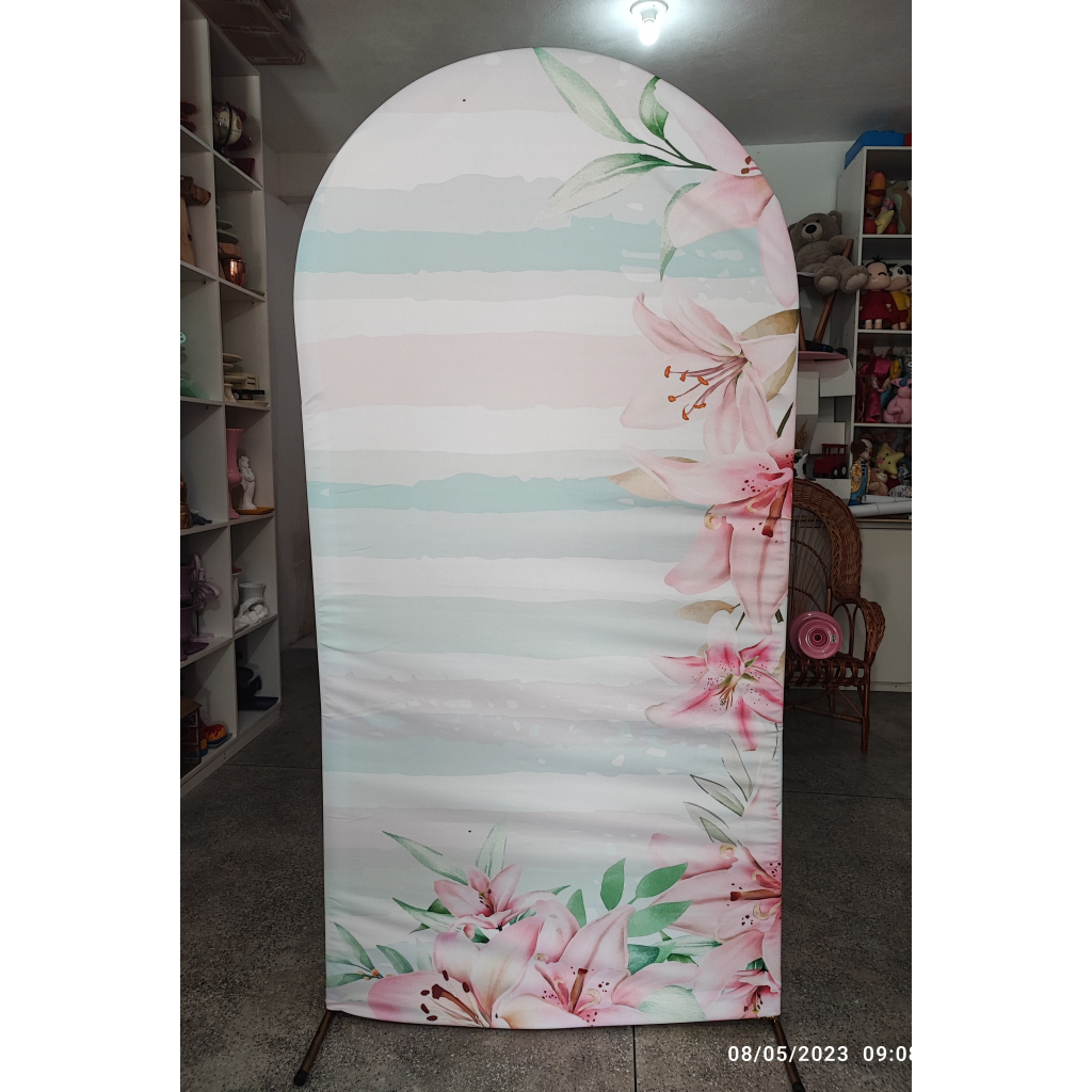 Painel Lateral  Floral Azul E Rosa - Mary Decor Festas & Locações