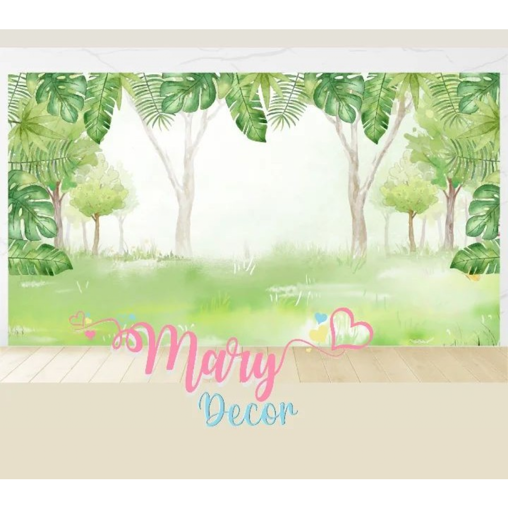 Painel Floresta Aquarela - Mary Decor Festas & Locações