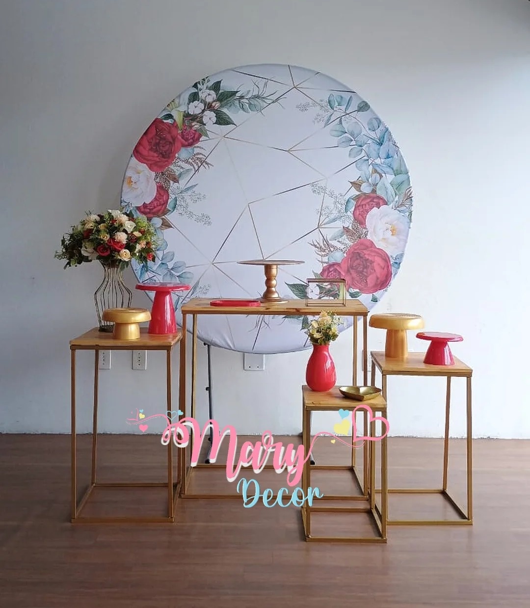   Floral Vermelho Kit Festa Em Casa Adulto  - Mary Decor Festas & Locações