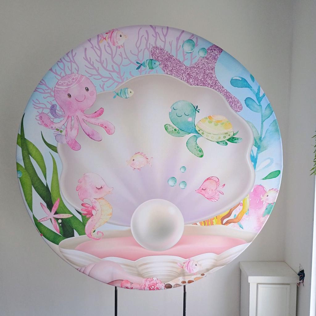 Capa Veste Fácil Painel Fundo Do Mar Rosa - Mary Decor Festas & Locações