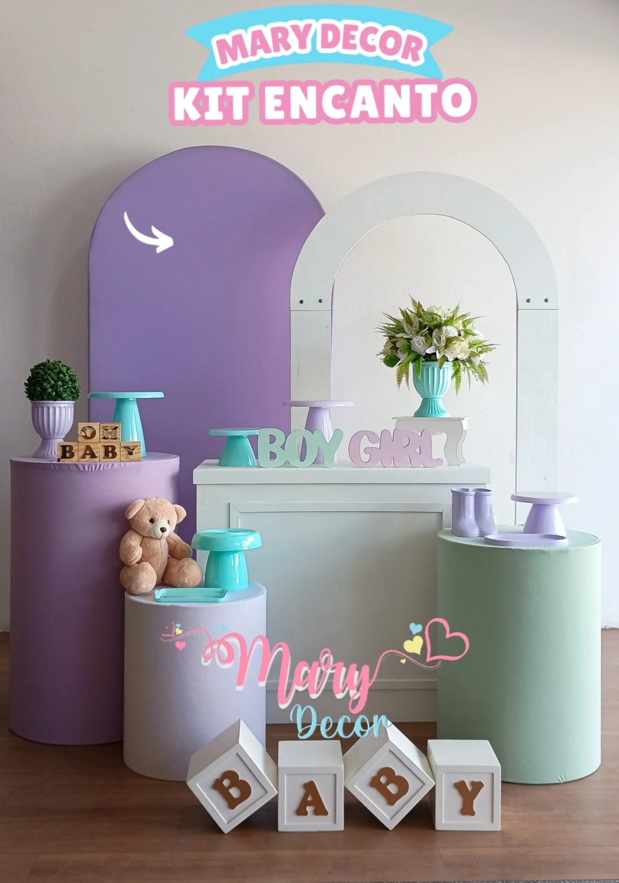  Chá Revelação Lilas E Verde (Kit Encanto) - Mary Decor Festas & Locações