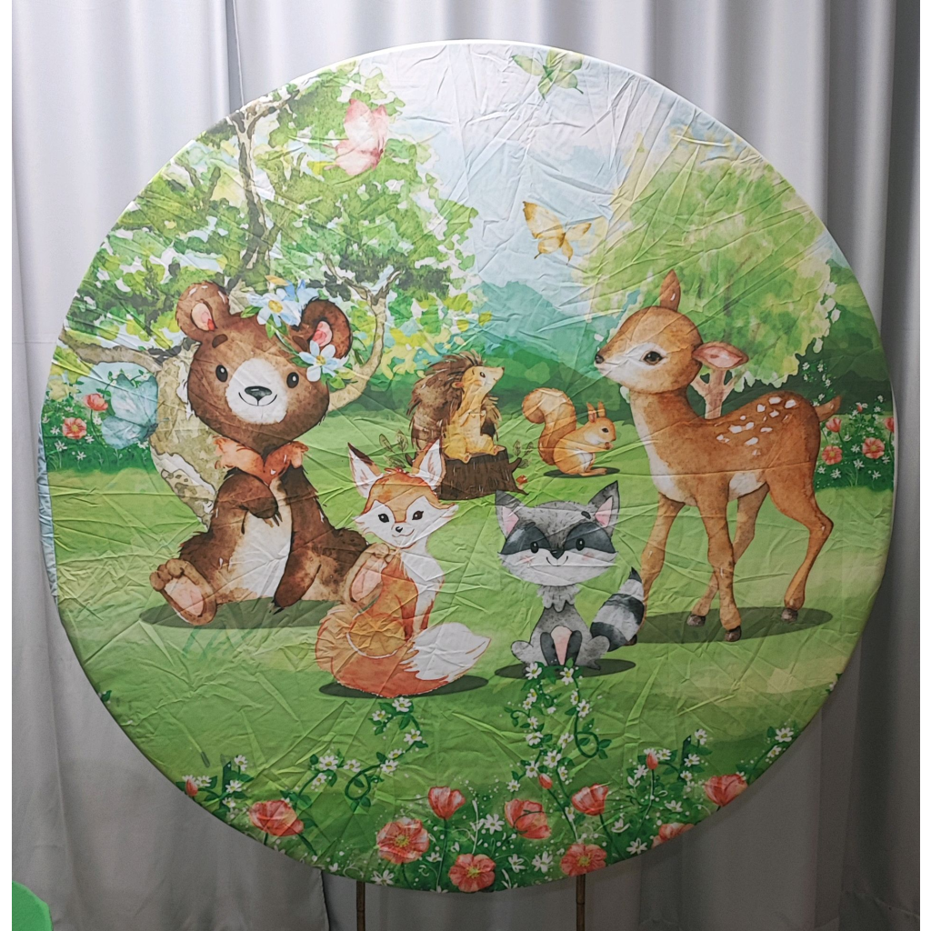 Capa Para Painel Redondo Bosque - Mary Decor Festas & Locações